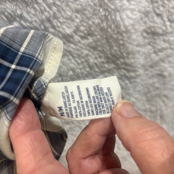 American Eagle Men’s 2 Plaid Western pearl Snap Shirts L Vintage Fit Blue - Picture 7 of 9